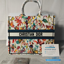 Christian Dior Canvas Embroidered Medium KJouy Fantastica Book Tote Bag