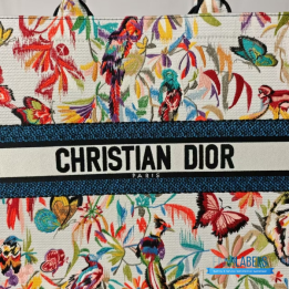 QC Christian Dior Canvas Embroidered Medium KJouy Fantastica Book Tote Bag