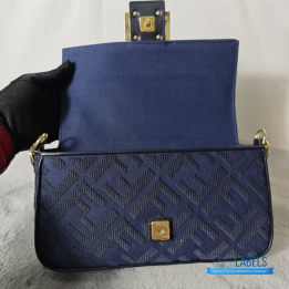 QC Fendi FF Baguette Bag in Dark Blue Denim