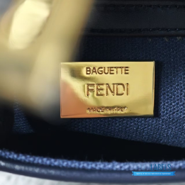 QC Fendi FF Baguette Bag in Dark Blue Denim