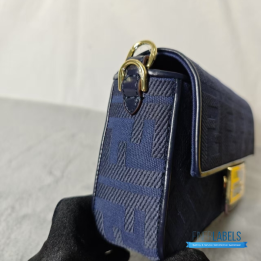 QC Fendi FF Baguette Bag in Dark Blue Denim