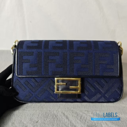 QC Fendi FF Baguette Bag in Dark Blue Denim