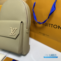 QC Louis Vuitton Takeoff Backpack in khaki Aerogram Leather