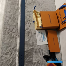 QC Louis Vuitton Tilt 40mm Reversible Belt crafted from Taurillon leather in a blue shade