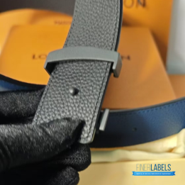 QC Louis Vuitton Tilt 40mm Reversible Belt crafted from Taurillon leather in a blue shade