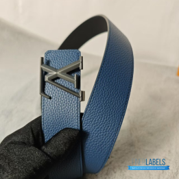 QC Louis Vuitton Tilt 40mm Reversible Belt crafted from Taurillon leather in a blue shade