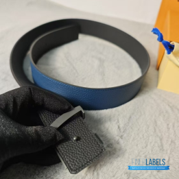 QC Louis Vuitton Tilt 40mm Reversible Belt crafted from Taurillon leather in a blue shade