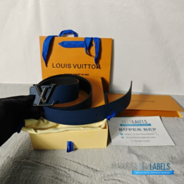 QC Louis Vuitton Tilt 40mm Reversible Belt crafted from Taurillon leather in a blue shade