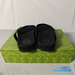 QC Gucci GG Embossed Slide Sandals in Black