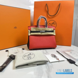 QC Hermes Birkin 25 Striking Red Togo Leather