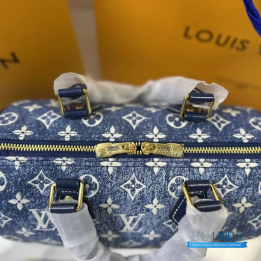 QC Louis Vuitton Monogram Jacquard Denim Speedy Bandouliere 25