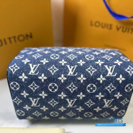 QC Louis Vuitton Monogram Jacquard Denim Speedy Bandouliere 25