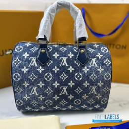 QC Louis Vuitton Monogram Jacquard Denim Speedy Bandouliere 25