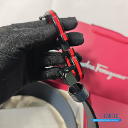 QC Salvatore Ferragamo Reversible Gancini Belt in Black and Red Textured Leather