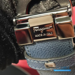 QC Salvatore Ferragamo Reversible Gancini Belt in Black and Red Textured Leather