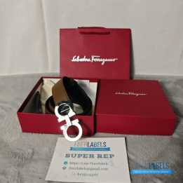 QC Salvatore Ferragamo Calfskin Reversible Gancini Belt