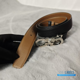 QC Salvatore Ferragamo Calfskin Reversible Gancini Belt