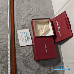 QC Salvatore Ferragamo Gancini Reversible Leather Belt in Brown Leather with a Silver-Tone Buckle