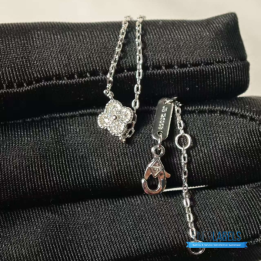 QC VCA 18K White Gold Diamond Sweet Alhambra Bracelet