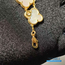 QC VCA Vintage Alhambra 5-motif bracelet in yellow gold and mother-of-pearl