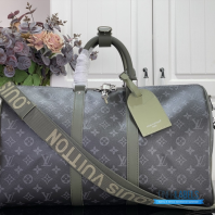 LV Keepall Bandoulière 45 (Khaki Green Monogram Eclipse Coated Canvas)