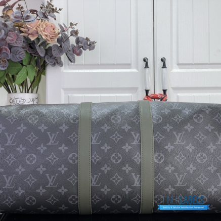 LV Keepall Bandoulière 45 (Khaki Green Monogram Eclipse Coated Canvas)