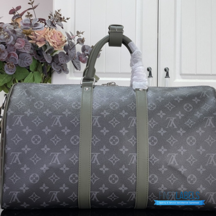 LV Keepall Bandoulière 45 (Khaki Green Monogram Eclipse Coated Canvas)