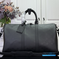 LV Keepall Bandoulière 45 (Black Monogram Midnight Coated Canvas)