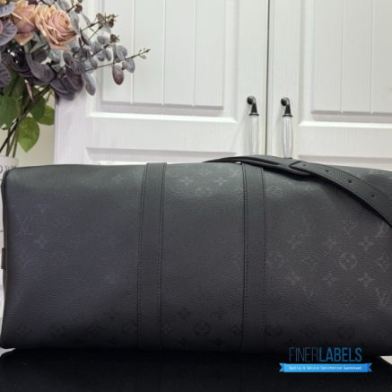 LV Keepall Bandoulière 45 (Black Monogram Midnight Coated Canvas)