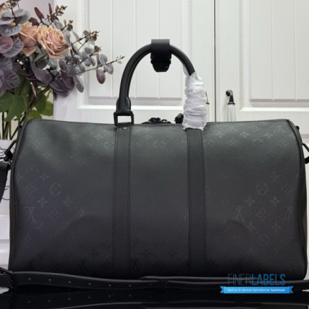 LV Keepall Bandoulière 45 (Black Monogram Midnight Coated Canvas)