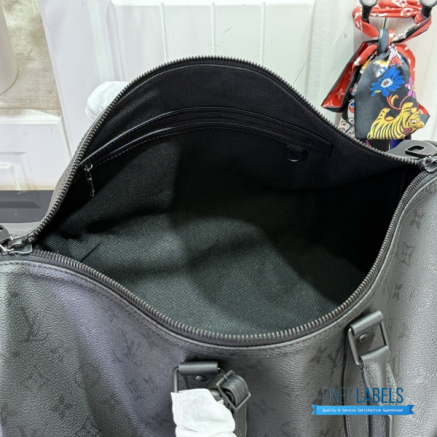 LV Keepall Bandoulière 45 (Black Monogram Midnight Coated Canvas)