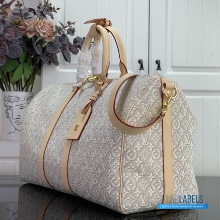 LV Keepall Bandoulière 45 (Peuplier Monogram Emblème Canvas)