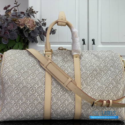 LV Keepall Bandoulière 45 (Peuplier Monogram Emblème Canvas)