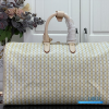 LV Keepall Bandoulière 45 (Banana Yellow LV Stamp Linen-and-Cotton Coated Canvas)