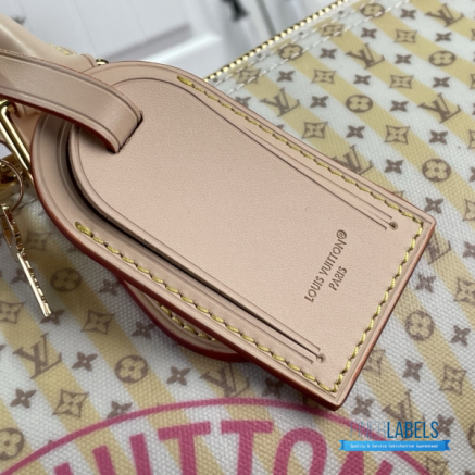 LV Keepall Bandoulière 45 (Banana Yellow LV Stamp Linen-and-Cotton Coated Canvas)