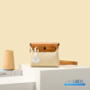 Hermès Mini Herbag Zip 20 (Ecru-Beige Canvas / Fauve Vache Hunter Leather)