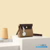 Hermes Herbag 20 Mini Khaki Canvas Leather Bag