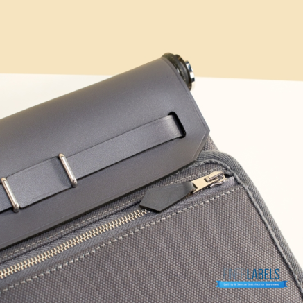 Hermes Herbag 20 Mini Charcoal Canvas Leather Bag