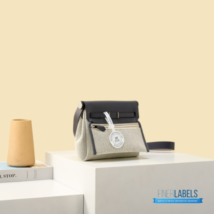 Hermes Herbag 20 Mini Light Grey Canvas Leather Bag