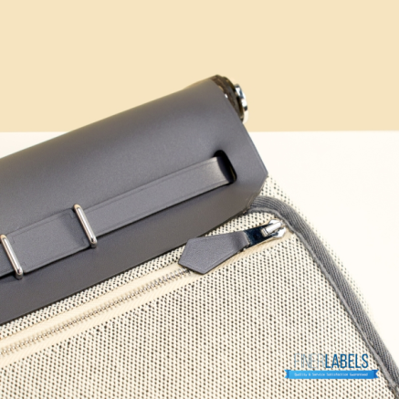 Hermes Herbag 20 Mini Light Grey Canvas Leather Bag