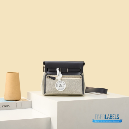 Hermes Herbag 20 Mini Light Grey Canvas Leather Bag