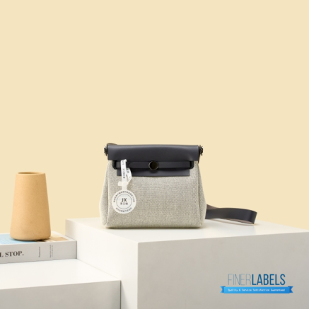 Hermes Herbag 20 Mini Light Grey Canvas Leather Bag