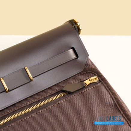 Hermes Herbag 20 Mini Dark Brown Canvas Leather Bag