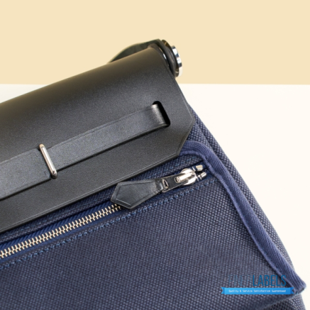 Hermes Herbag 20 Mini Navy Blue Canvas Leather Bag