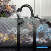 LV Keepall Bandoulière 50 (Damier Graphite Stamps Coated Canvas)