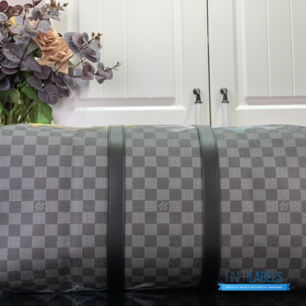 LV Keepall Bandoulière 50 (Damier Graphite Stamps Coated Canvas)