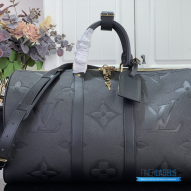 LV Keepall Bandoulière 45 (Black Monogram Empreinte Giant Leather)