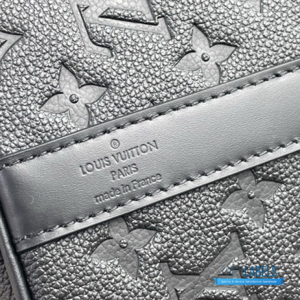 LV Keepall Bandoulière 45 (Black Monogram Empreinte Giant Leather)