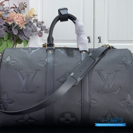 LV Keepall Bandoulière 45 (Black Monogram Empreinte Giant Leather)