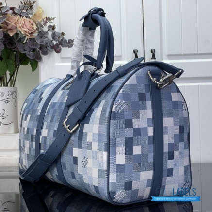 LV Keepall Bandoulière 45 (Denim Blue Damoflage Coated Canvas)